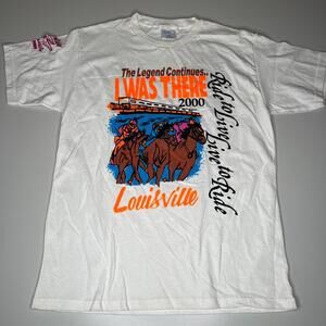 Vintage 2000 Louisville Kentucky Derby Festival T-Shirt XL White Horse Racing Ri